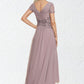 Leanna A-Line V-neck Asymmetrical Chiffon Lace Mother of the Bride Dress With Beading DL126P0014799