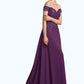 Delilah A-Line Off-the-Shoulder Sweep Train Chiffon Lace Mother of the Bride Dress With Beading Sequins DL126P0014801