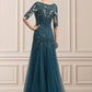 Clare Trumpet/Mermaid V-neck Sweep Train Tulle Lace Mother of the Bride Dress With Beading Sequins DL126P0014804