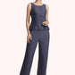 Addison Jumpsuit/Pantsuit Scoop Neck Floor-Length Chiffon Lace Mother of the Bride Dress With Sequins DL126P0014805