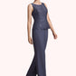 Addison Jumpsuit/Pantsuit Scoop Neck Floor-Length Chiffon Lace Mother of the Bride Dress With Sequins DL126P0014805