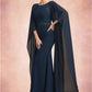 Pamela Sheath/Column Scoop Neck Floor-Length Chiffon Mother of the Bride Dress With Lace Sequins DL126P0014806