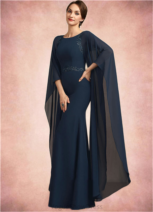 Pamela Sheath/Column Scoop Neck Floor-Length Chiffon Mother of the Bride Dress With Lace Sequins DL126P0014806