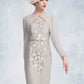 Kaylah Sheath/Column Scoop Neck Knee-Length Chiffon Lace Mother of the Bride Dress With Beading Sequins DL126P0014811