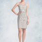 Kaylah Sheath/Column Scoop Neck Knee-Length Chiffon Lace Mother of the Bride Dress With Beading Sequins DL126P0014811