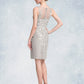 Kaylah Sheath/Column Scoop Neck Knee-Length Chiffon Lace Mother of the Bride Dress With Beading Sequins DL126P0014811