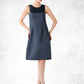 Quinn Sheath/Column Scoop Neck Knee-Length Satin Mother of the Bride Dress DL126P0014812