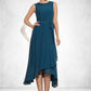 Chaya A-Line Scoop Neck Asymmetrical Chiffon Mother of the Bride Dress With Beading Cascading Ruffles DL126P0014817