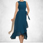 Chaya A-Line Scoop Neck Asymmetrical Chiffon Mother of the Bride Dress With Beading Cascading Ruffles DL126P0014817