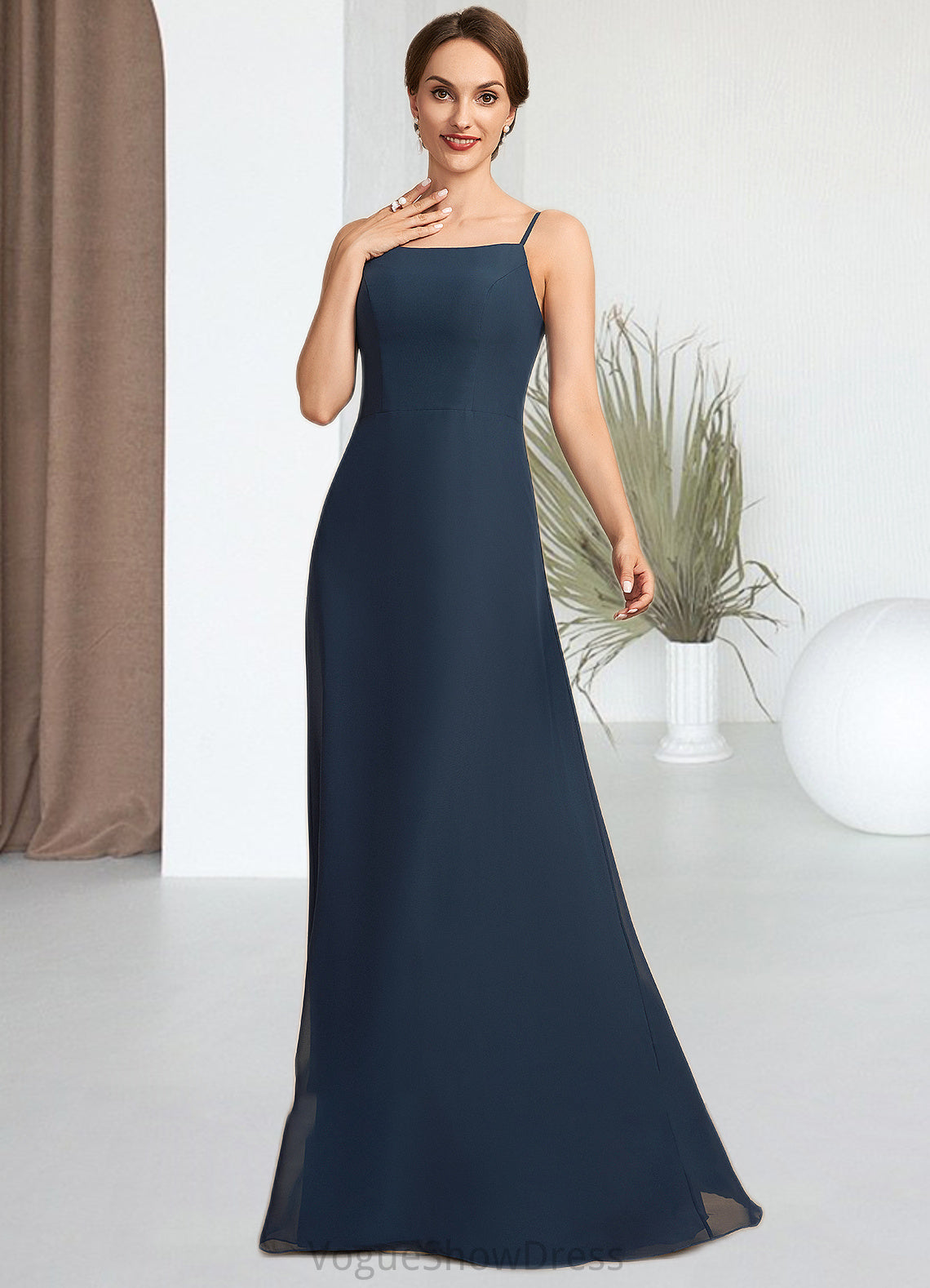 Kiley A-Line Square Neckline Floor-Length Chiffon Mother of the Bride Dress DL126P0014818