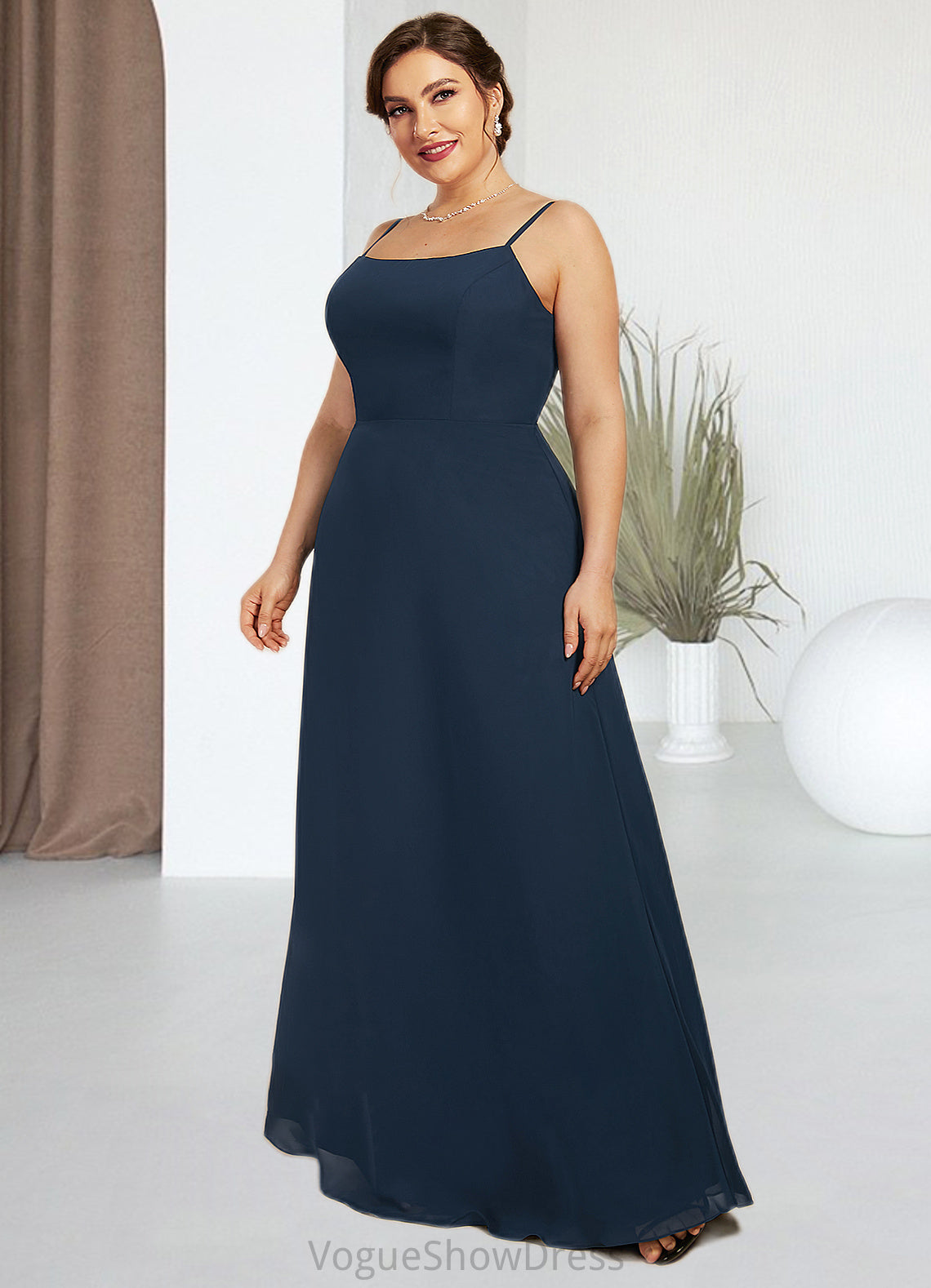 Kiley A-Line Square Neckline Floor-Length Chiffon Mother of the Bride Dress DL126P0014818