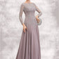 Isis A-Line Scoop Neck Sweep Train Chiffon Lace Mother of the Bride Dress With Sequins DL126P0014819