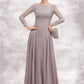 Isis A-Line Scoop Neck Sweep Train Chiffon Lace Mother of the Bride Dress With Sequins DL126P0014819