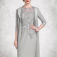 Eloise Sheath/Column Scoop Neck Knee-Length Chiffon Lace Mother of the Bride Dress With Ruffle Beading DL126P0014821