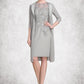 Eloise Sheath/Column Scoop Neck Knee-Length Chiffon Lace Mother of the Bride Dress With Ruffle Beading DL126P0014821