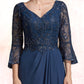 Laylah A-Line V-neck Floor-Length Chiffon Lace Mother of the Bride Dress With Sequins Cascading Ruffles DL126P0014825