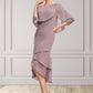 Cora Sheath/Column Scoop Neck Asymmetrical Chiffon Mother of the Bride Dress With Ruffle Lace Sequins DL126P0014826