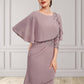 Cora Sheath/Column Scoop Neck Asymmetrical Chiffon Mother of the Bride Dress With Ruffle Lace Sequins DL126P0014826