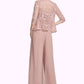 Claire Jumpsuit/Pantsuit Square Neckline Floor-Length Chiffon Lace Mother of the Bride Dress DL126P0014828