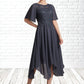 Lea A-Line Scoop Neck Tea-Length Chiffon Lace Mother of the Bride Dress With Sequins DL126P0014830