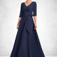 Jakayla A-Line V-neck Floor-Length Stretch Crepe Mother of the Bride Dress With Bow(s) DL126P0014831