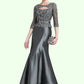 Pam Trumpet/Mermaid Scoop Neck Floor-Length Taffeta Mother of the Bride Dress With Beading Appliques Lace Sequins DL126P0014832