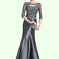 Pam Trumpet/Mermaid Scoop Neck Floor-Length Taffeta Mother of the Bride Dress With Beading Appliques Lace Sequins DL126P0014832