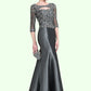 Pam Trumpet/Mermaid Scoop Neck Floor-Length Taffeta Mother of the Bride Dress With Beading Appliques Lace Sequins DL126P0014832