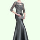 Pam Trumpet/Mermaid Scoop Neck Floor-Length Taffeta Mother of the Bride Dress With Beading Appliques Lace Sequins DL126P0014832