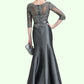 Pam Trumpet/Mermaid Scoop Neck Floor-Length Taffeta Mother of the Bride Dress With Beading Appliques Lace Sequins DL126P0014832