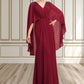 Naomi A-Line V-neck Floor-Length Chiffon Mother of the Bride Dress With Ruffle Beading Sequins DL126P0014833