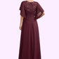 Elyse A-Line Scoop Neck Floor-Length Chiffon Lace Mother of the Bride Dress With Sequins DL126P0014834