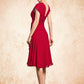 Mara A-Line V-neck Knee-Length Chiffon Mother of the Bride Dress With Beading Sequins Cascading Ruffles DL126P0014835