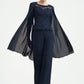 Kamryn Jumpsuit/Pantsuit Scoop Neck Floor-Length Chiffon Lace Mother of the Bride Dress With Beading DL126P0014836