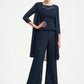 Kamryn Jumpsuit/Pantsuit Scoop Neck Floor-Length Chiffon Lace Mother of the Bride Dress With Beading DL126P0014836