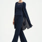 Kamryn Jumpsuit/Pantsuit Scoop Neck Floor-Length Chiffon Lace Mother of the Bride Dress With Beading DL126P0014836