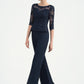 Kamryn Jumpsuit/Pantsuit Scoop Neck Floor-Length Chiffon Lace Mother of the Bride Dress With Beading DL126P0014836