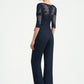 Kamryn Jumpsuit/Pantsuit Scoop Neck Floor-Length Chiffon Lace Mother of the Bride Dress With Beading DL126P0014836