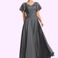 Mckayla A-Line V-neck Ankle-Length Chiffon Lace Mother of the Bride Dress With Sequins DL126P0014838