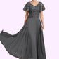 Mckayla A-Line V-neck Ankle-Length Chiffon Lace Mother of the Bride Dress With Sequins DL126P0014838