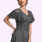 Mckayla A-Line V-neck Ankle-Length Chiffon Lace Mother of the Bride Dress With Sequins DL126P0014838