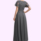 Mckayla A-Line V-neck Ankle-Length Chiffon Lace Mother of the Bride Dress With Sequins DL126P0014838