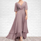 Shaniya A-Line V-neck Asymmetrical Chiffon Mother of the Bride Dress With Ruffle Lace Beading DL126P0014839