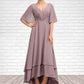 Shaniya A-Line V-neck Asymmetrical Chiffon Mother of the Bride Dress With Ruffle Lace Beading DL126P0014839