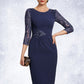 Cameron Sheath/Column Scoop Neck Knee-Length Lace Stretch Crepe Mother of the Bride Dress With Sequins DL126P0014840