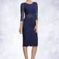 Cameron Sheath/Column Scoop Neck Knee-Length Lace Stretch Crepe Mother of the Bride Dress With Sequins DL126P0014840