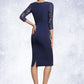 Cameron Sheath/Column Scoop Neck Knee-Length Lace Stretch Crepe Mother of the Bride Dress With Sequins DL126P0014840