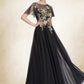 Kassidy A-Line/Princess Scoop Neck Floor-Length Tulle Mother of the Bride Dress With Lace DL126P0014841