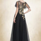 Kassidy A-Line/Princess Scoop Neck Floor-Length Tulle Mother of the Bride Dress With Lace DL126P0014841