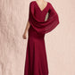 Serenity Trumpet/Mermaid Scoop Neck Floor-Length Chiffon Mother of the Bride Dress With Ruffle DL126P0014842